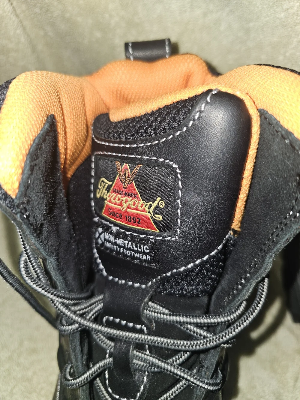 Throggood Black and Orange Safety Work Boots for Men